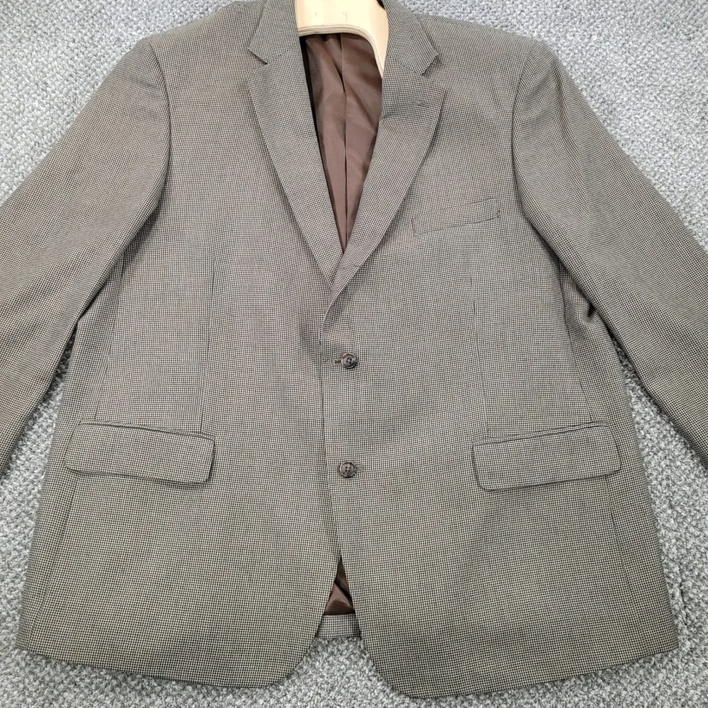 Pronto Uomo Mens 50 Regular Blazer Brown Houndstooth Two Button Sport Coat 50R
